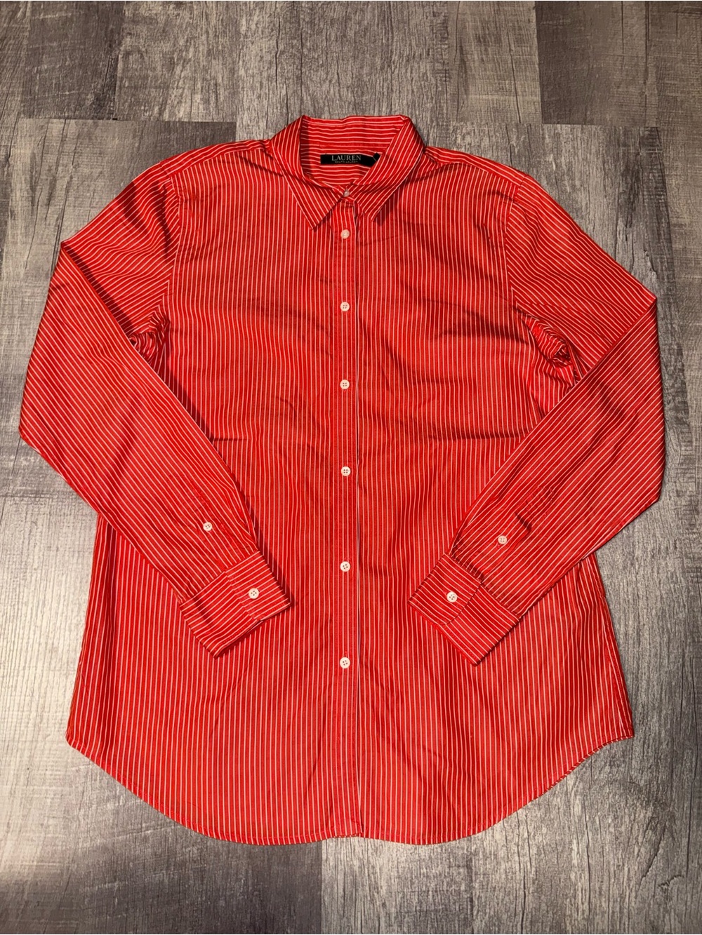 Lauren Ralph Lauren Women’s Dress Shirt Orange/White Striped Size 10